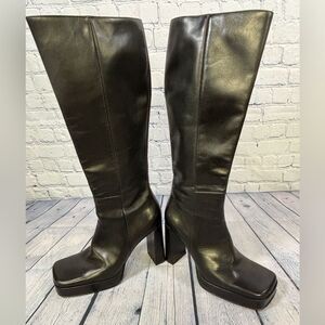 VINTAGE Luichiny Mavis Black Leather Y2K Classic Club Retro Platform Boots 39